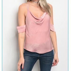Dusty Rose Cold Shoulder Top